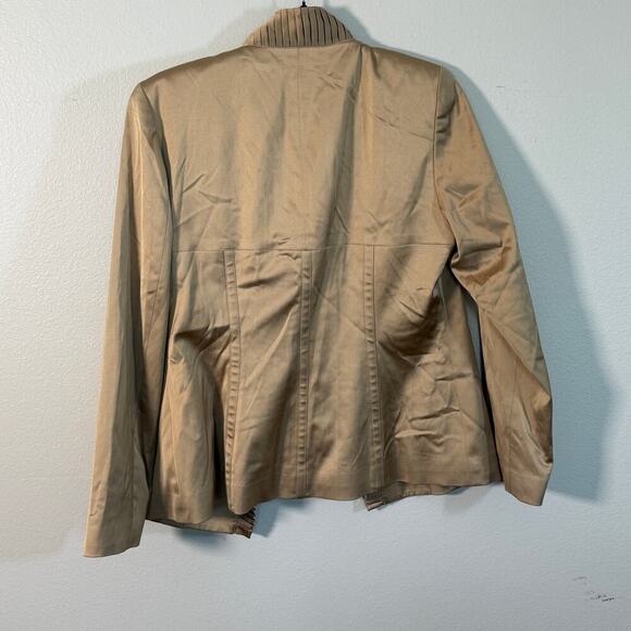 DD Collection Tan Pleated Trim Blazer Size 10 - Picture 5 of 5